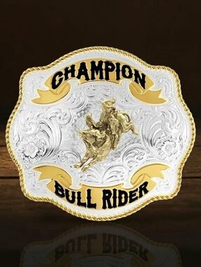 Montana Silversmiths Fine Silver Champion Bull Rider Buckle - Retail $150‎ - NEW